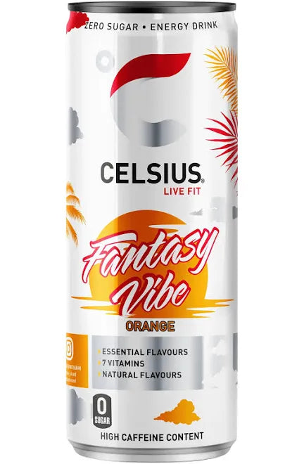 Celsius Fantasy Vibe Orange 355ml high caffeine