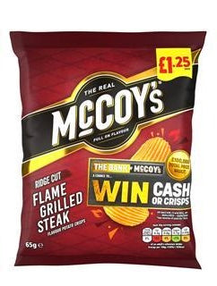 McCoy's Flame Grilled Steak 65g Win cash or crisps from the Bank of Mccoy’s