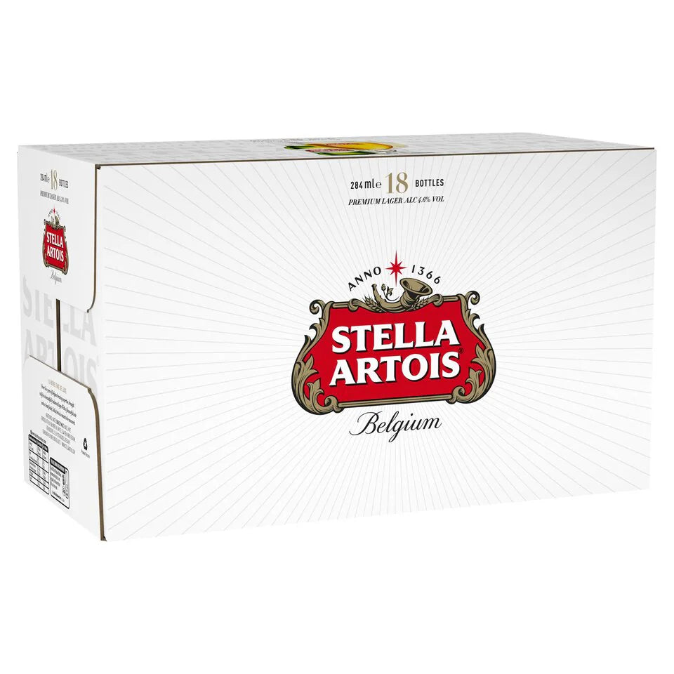 Stella Artois Premium Lager Beer Bottles 18x284ml