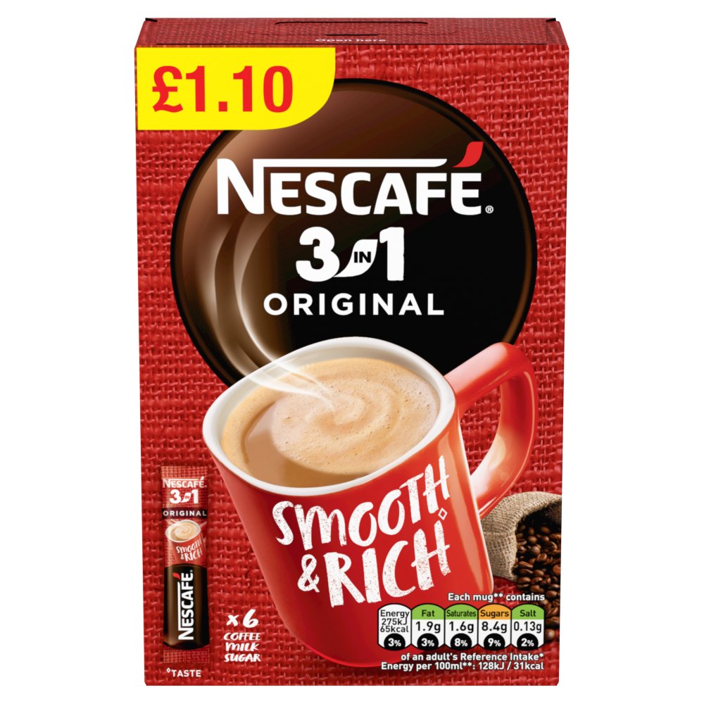 Nescafe 3in1 Instant Coffee 6 x 16g Sachets