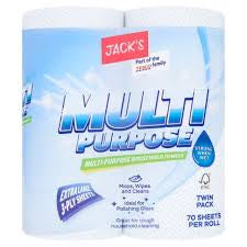 Jack's Multi-Purpose Household Towels 70 Sheets Per Roll Twin Pack