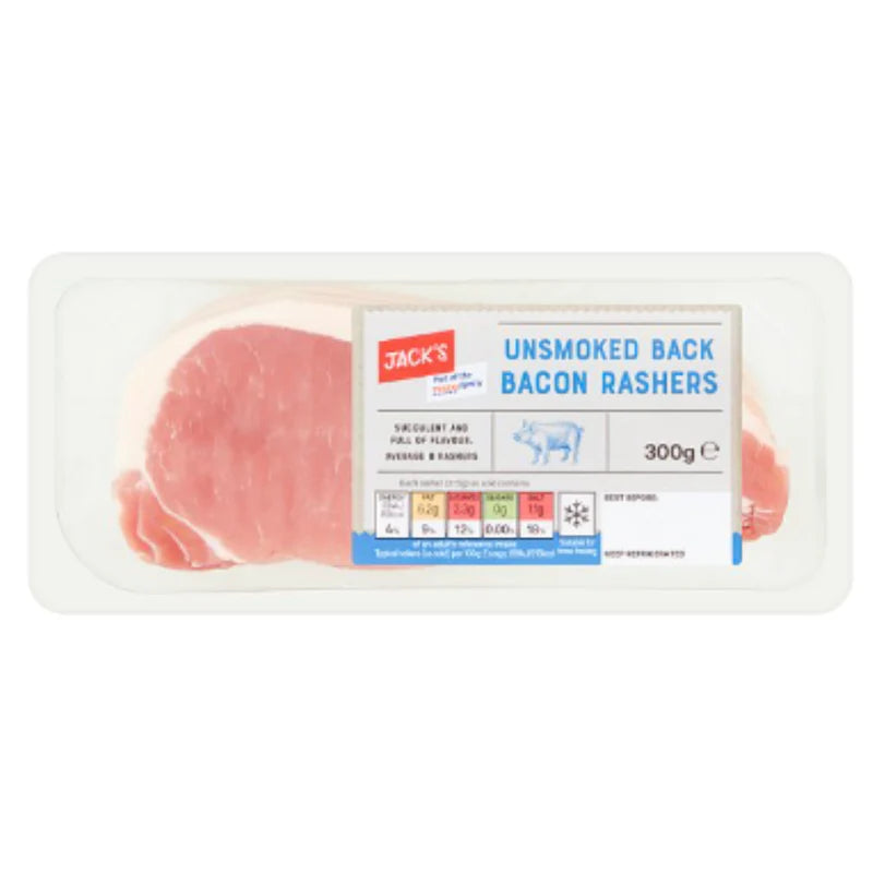 Jack's Unsmoked Back Bacon Rashers 300g