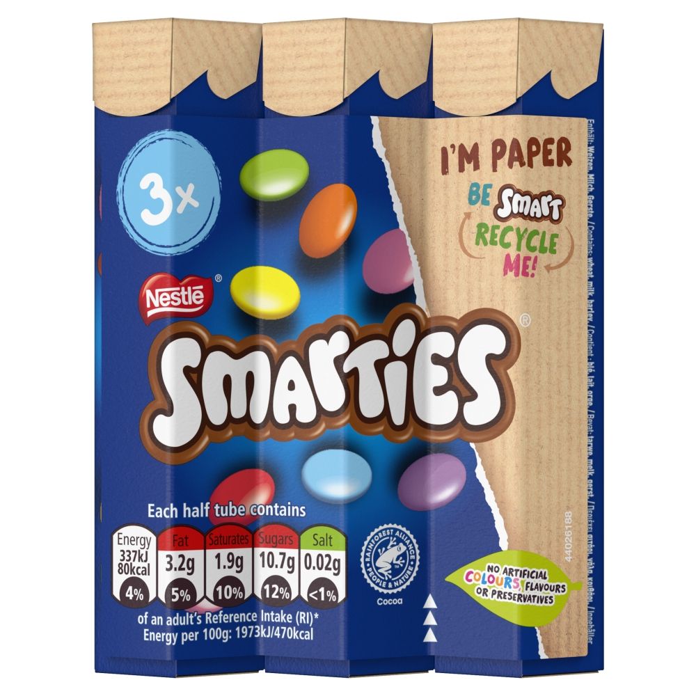 Smarties Milk Chocolate Tube 3 Pack 102g