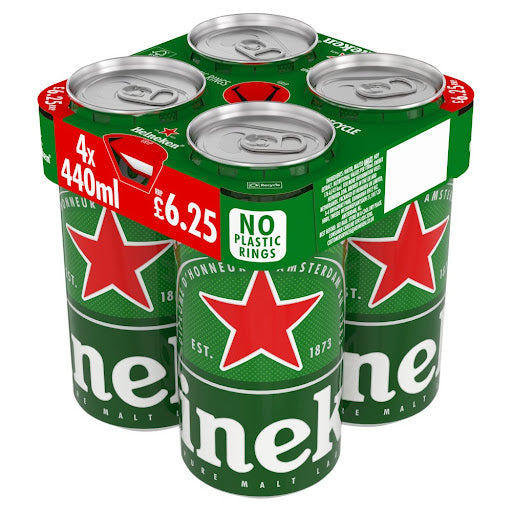 Heineken Lager Beer 4 x 440ml Cans