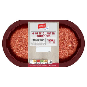 Jacks 4 Beef Quarter Pounder Burgers 454g