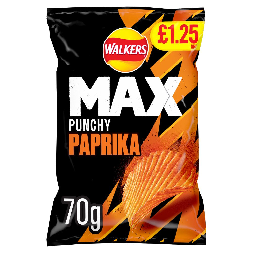 Walkers Max Punchy Paprika Crisps 70g REDUCED TO CLEAR 14/09/24