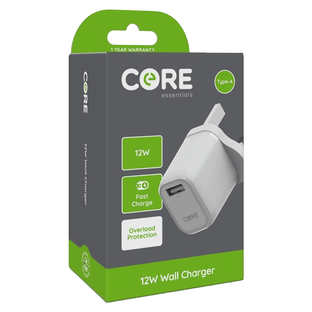 Core Essentials USB-A Wall Charger 2.4A 12W Fast Charge