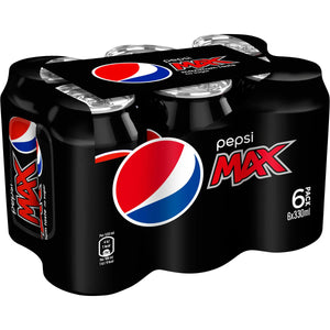 Pepsi Max No Sugar Cola Cans 6 x 330ml