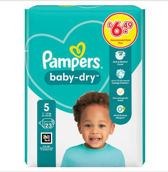 Pampers Baby-Dry Size 5, 23 Nappies, 11-16kg