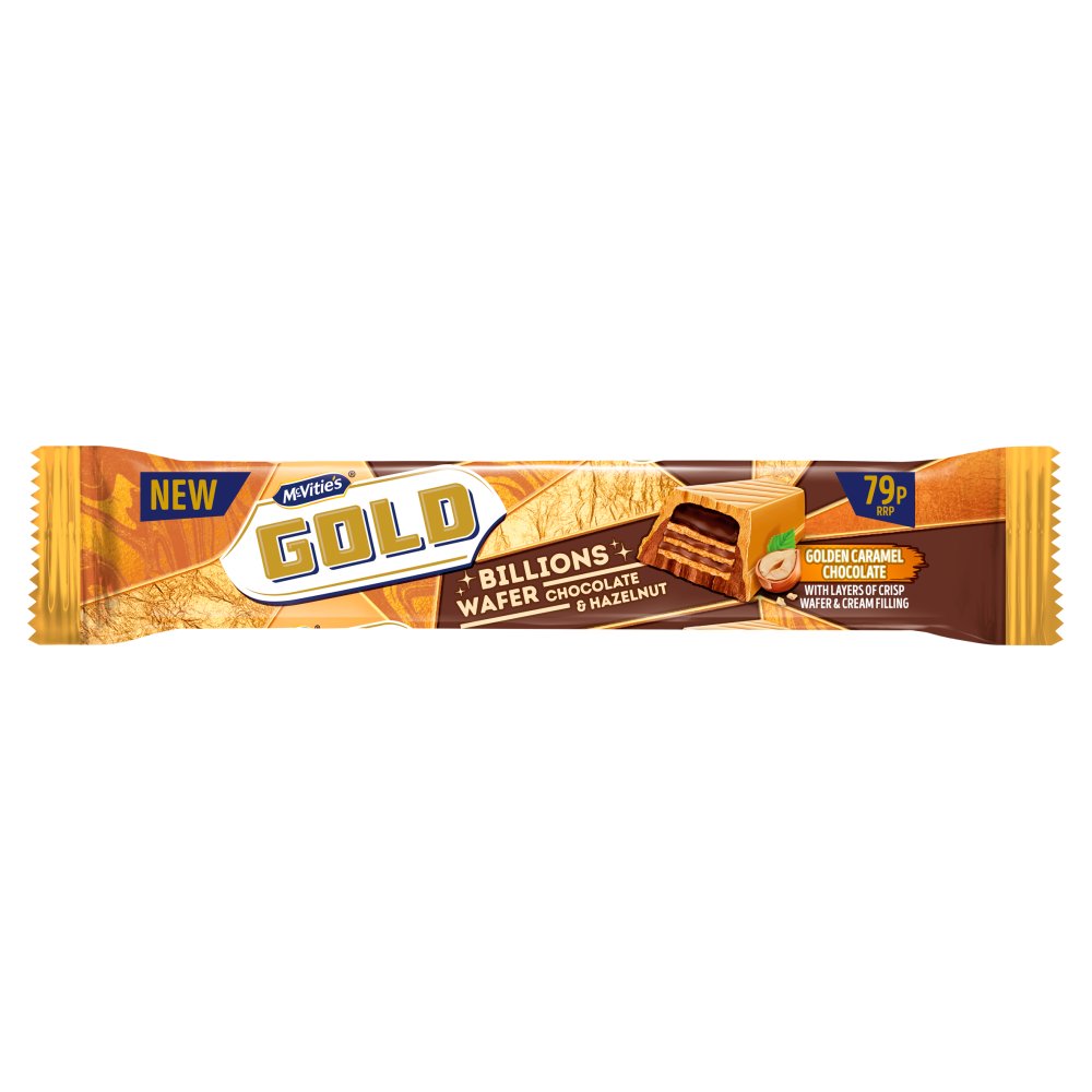 McVitie's Gold Chocolate & Hazelnut Billions Wafer 39g NEW