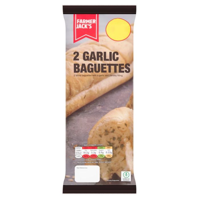 Farmer Jack's 2 Garlic Baguettes 338g