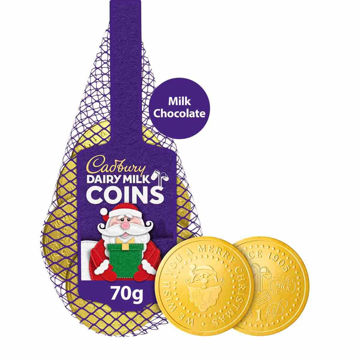 CADBURY DAIRY MILK CHOCOLATE CHRISTMAS COINS BAG 70G REDUCED TO CLEAR