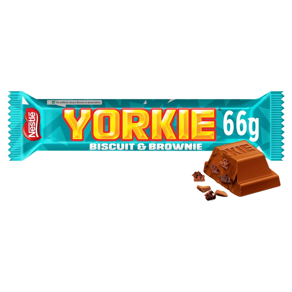 Yorkie DUO Biscuit & Brownie Flavour Milk Chocolate Bar 66g NEW