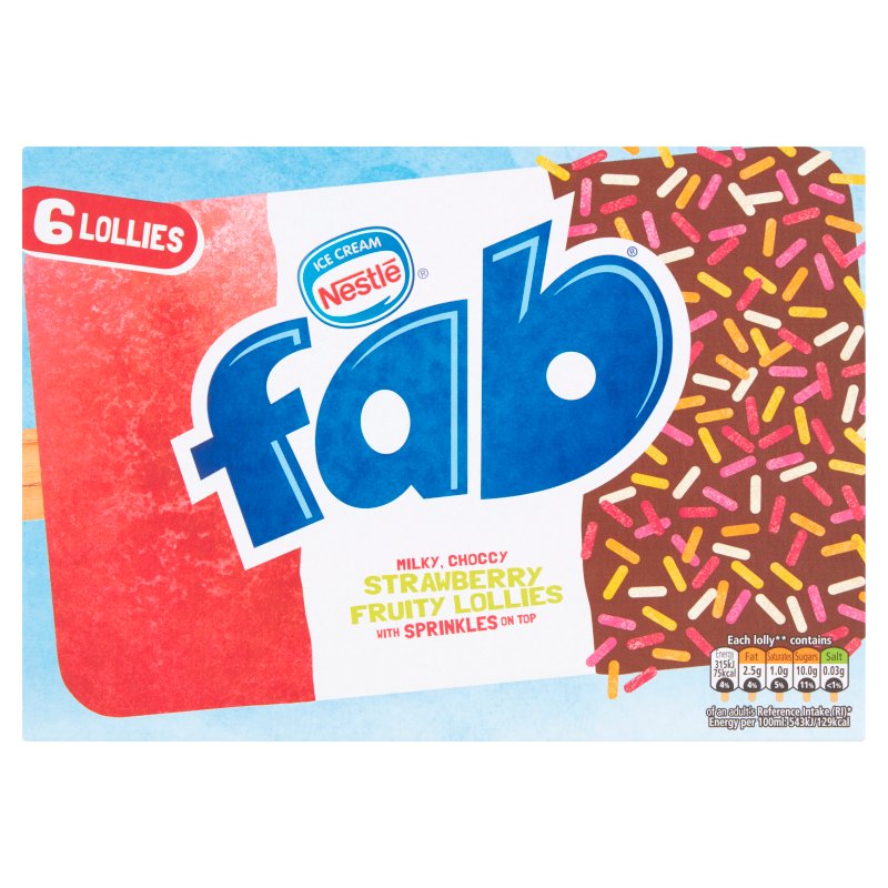 Fab Strawberry 6 Ice Lollies