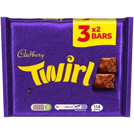 Cadbury Twirl Chocolate Bar 3 Pack Multipack 129g