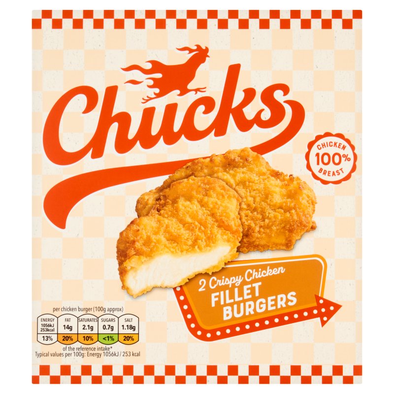 Chucks 2 Crispy Chicken Fillet Burger 230g