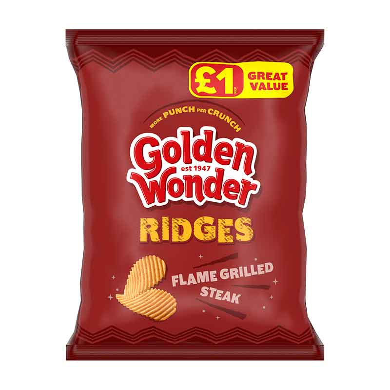 Golden Wonder Ridges Flame Grilled Steak 57g NEW