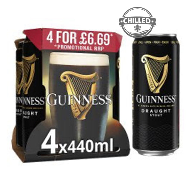Guinness Draught 4 x 440ml + free pint glass