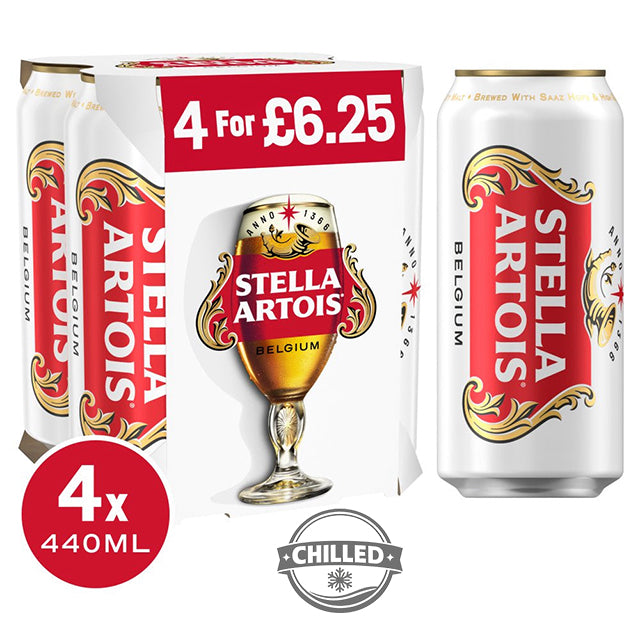 Stella Artois Belgium Premium Lager Beer 4 × 440ml