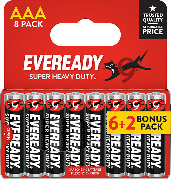 Eveready Zinc Batteries AAA / 8 Pack