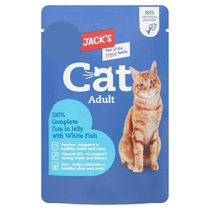 Jack's Cat Adult 100% Complete Cuts in Jelly with White Fish 100g