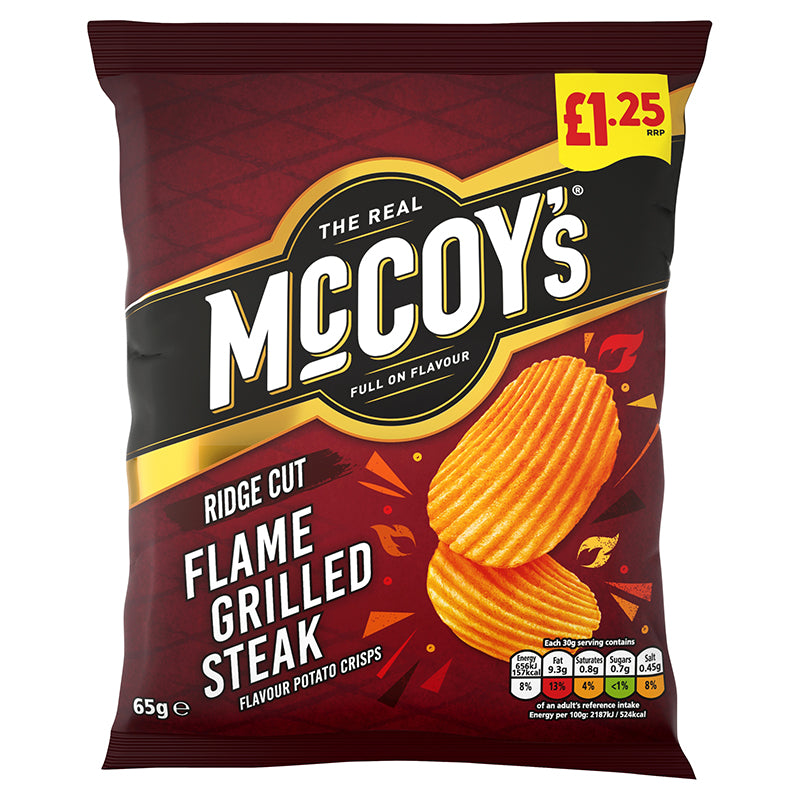 McCoy's Flame Grilled Steak 65g Win cash or crisps from the Bank of Mccoy’s