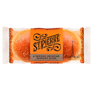 St Pierre 4 Seeded Brioche Burger Buns Pre-Sliced