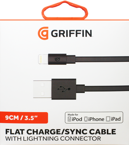 Griffin Charge & Sync Flat Lightning Cable 9cm - Black