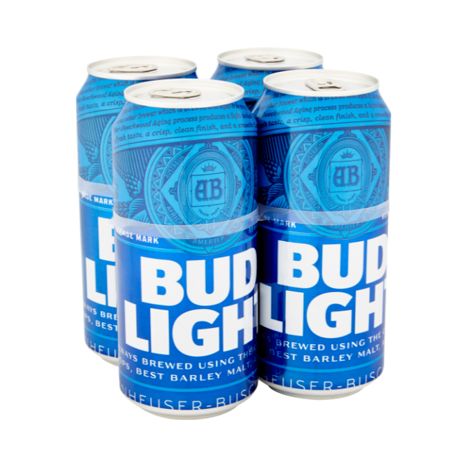 Bud Light 440ml x 4 REDUCED TO CLEAR