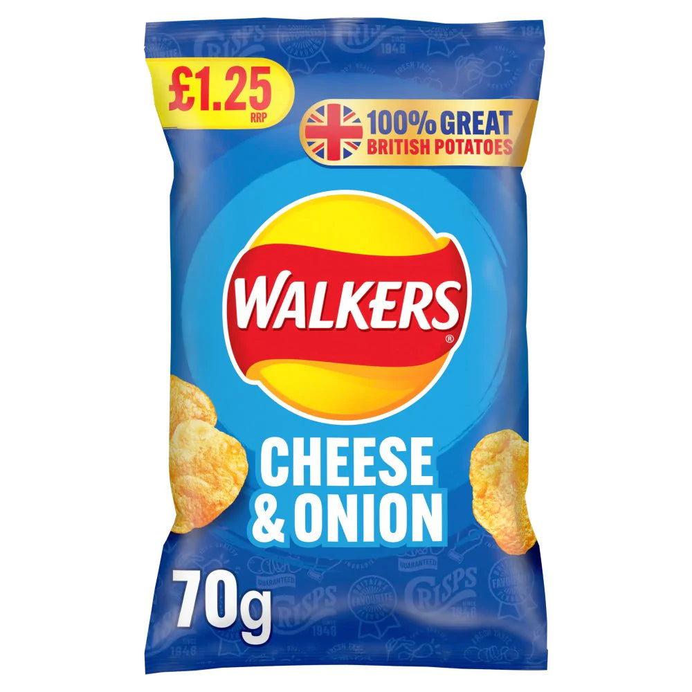 Walkers Cheese & Onion Crisps 70g