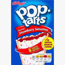 Kellogg's Pop Tarts Frosted Strawberry Sensation Toaster Pastries 8 x 48g (384g)