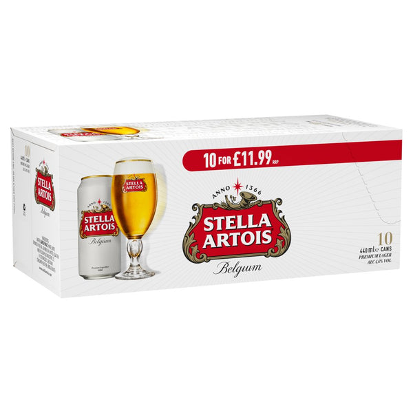 Stella Artois Premium Lager 440ml Can (10 Pack)