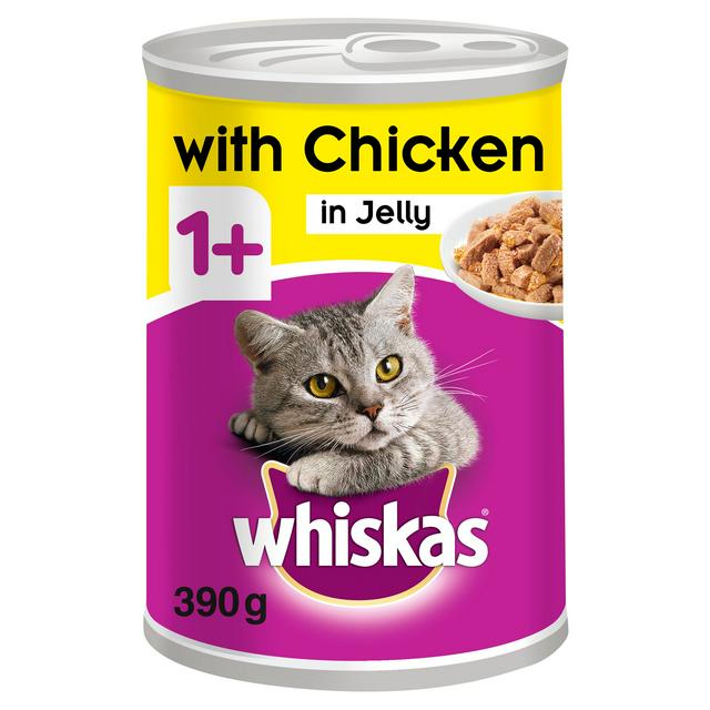 Whiskas Adult Wet Cat Food Tin Chicken in Jelly 390g