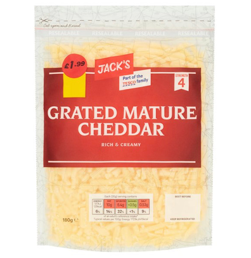 Jack's Grated Mature Cheddar 180g