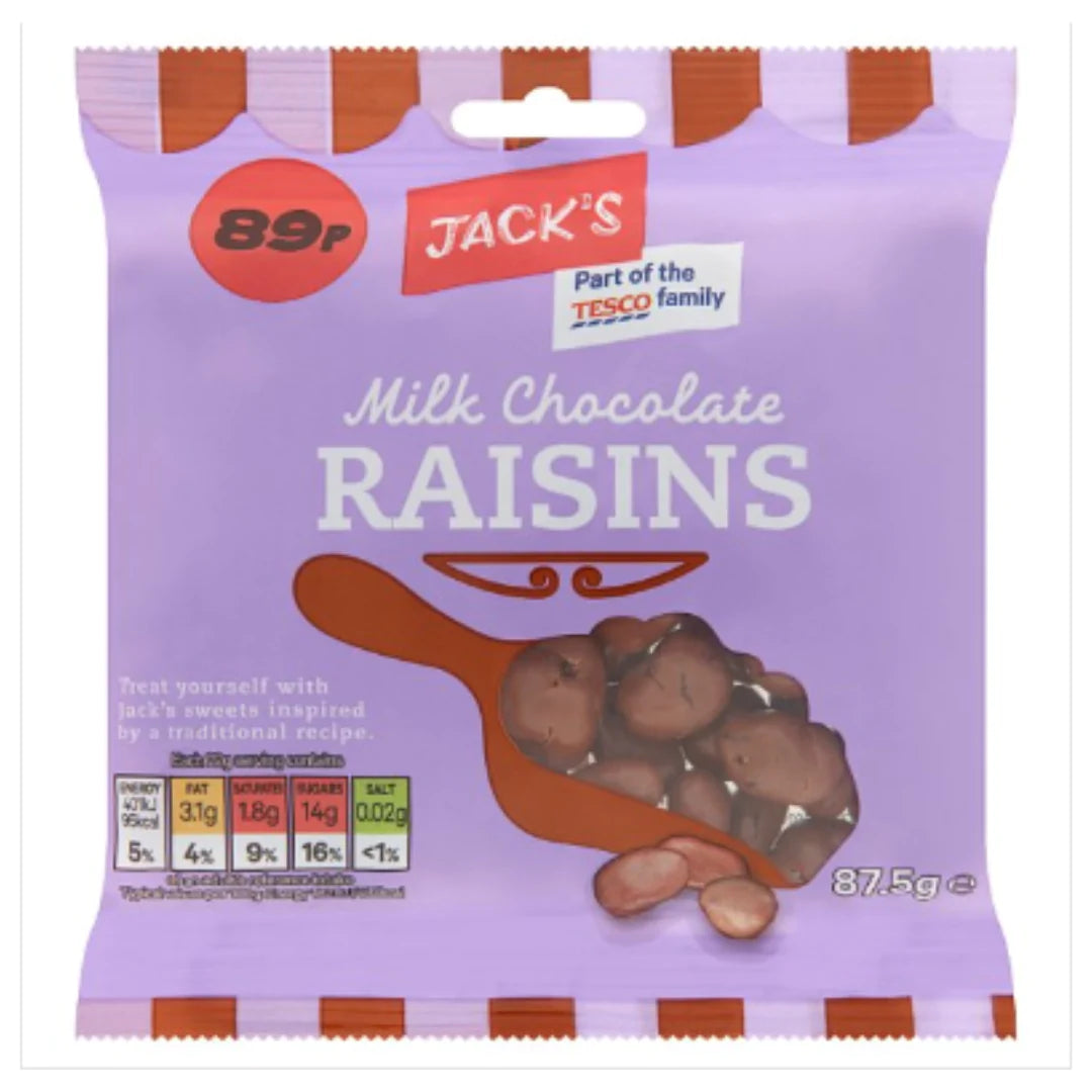 Jack’s milk chocolate raisins 87.5g