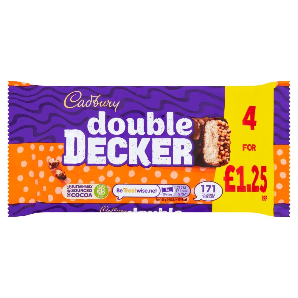 Cadbury Double Decker Chocolate Bar 4 Pack 160g