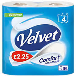 Velvet Comfort 4 Toilet Rolls